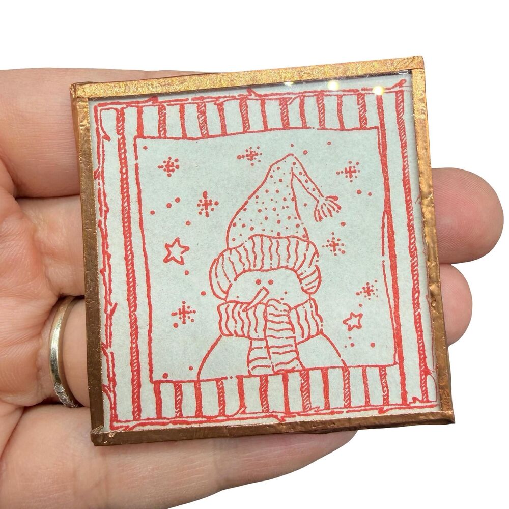 Vintage Jewelry Artisan Snowman Brooch Cute Christmas Brooch Winter Jewelry